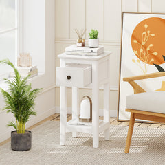 3-Tier Nightstand with Drawer and Open Storage Shelf