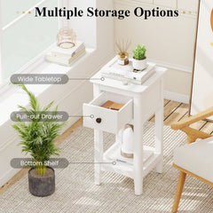 3-Tier Nightstand with Drawer and Open Storage Shelf