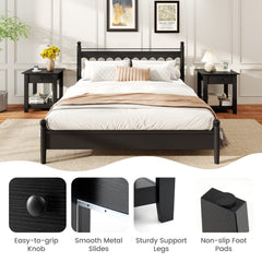 Nightstand with Drawer 3-Tier Modern Bedside Table with Open Shelf and Storage