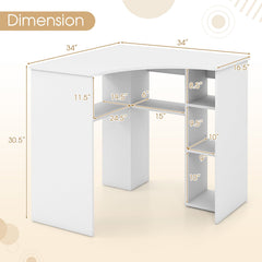 Corner Computer Desk Triangle Home Office Desk with Adjustable Shelf and Arc-Shaped Profile