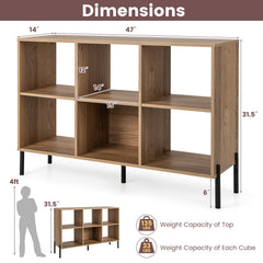 Open-Back Bookshelf with Drawer for Study-Natural