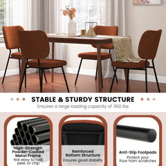 Set of 2 Modern Armless Dining Chairs with Linen Fabric