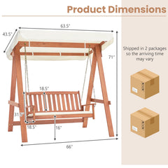 Outdoor 2-Seat Swing Bench w/ith A Frame and Sturdy Metal Hanging Chainsx