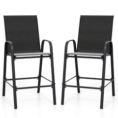 Outdoor Bar Stools Set of 2 29 Inch Fabric Bar Height Stools with Armrests