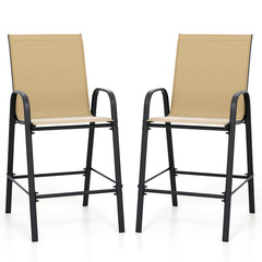 Outdoor Bar Stools Set of 2 29 Inch Fabric Bar Height Stools with Armrests