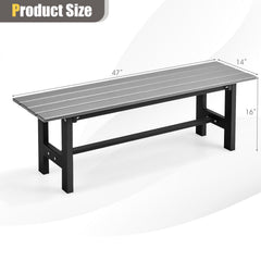 47 Inch Outdoor Chair with Slatted Seat Plastic Coated Iron Frame-Gray