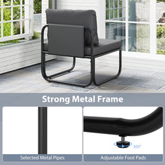 Outdoor Patio Chairs Set of 2 with Removable Cushions and Adjustable Foot Pads-Gray