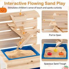 Outdoor Play Pretend Kitchen with Detachable Sandbox and Removable Sink-Natural