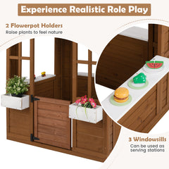 Outdoor Playhouse with Serving Stations and Door for 2+ Years Old