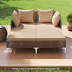 Outdoor Rattan Double Daybed Wicker Chaise Lounge