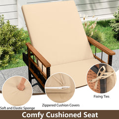 Outdoor Reclining Lounger Chair with 4-Level Adjustable Backrest-Beige