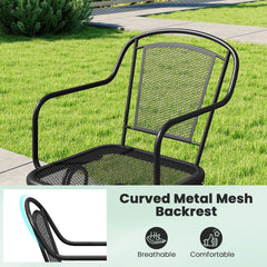 Outdoor Rocking Chair Set of 2 with Mesh Backrest and Seat for Yard-Black