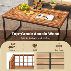 4 Pieces Acacia Wood Outdoor Sofa Set for Balcony Porch Backyard Poolside
