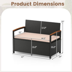 Outdoor Storage Bench Deck Box Patio Furniture with Cushion-White