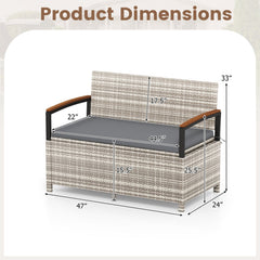 Outdoor Storage Bench Deck Box Patio Furniture with Cushion-White