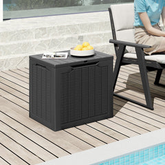 Outdoor Storage Box 25 Gallon Deck Box with Lockable Lid and Wicker-woven Texture
