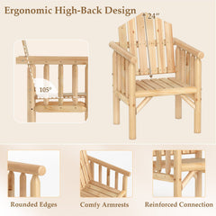 Outdoor Wood Armchair Wooden Patio Dining Chair with Armrests
