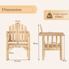 Outdoor Wood Armchair Wooden Patio Dining Chair with Armrests