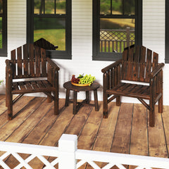 Outdoor Wood Armchair Wooden Patio Dining Chair with Armrests