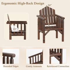 Outdoor Wood Armchair Wooden Patio Dining Chair with Armrests