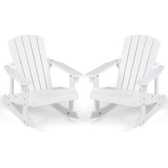 Outdoor Wooden Kid Adirondack Rocking Chair with Slatted Seat