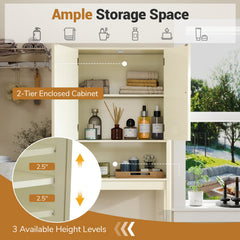 Over The Toilet Storage Cabinet with Fluted Doors