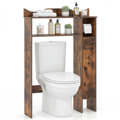 Wood Over the Toilet Bathroom Space Saver with Paper Holder and Shelf