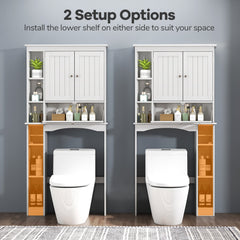 Over the Toilet Storage Cabinet with Adjustable Shelf and Bottom Bar-White