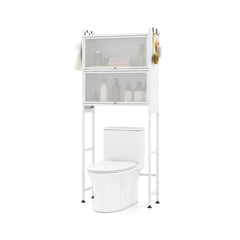 Over-the-toilet Cabinet Bathroom Organizer with 2 Flip-up Cabinets