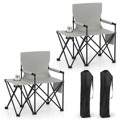 Oversized Camping Chair with Side Table and 2 Storage Pockets