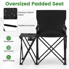 Oversized Camping Chair with Side Table and 2 Storage Pockets
