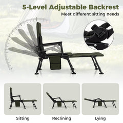 Oversized Foldable Fishing Chair with Detachable Footrest-Green