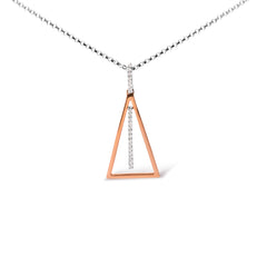 14K Rose and White Gold 1/8 Cttw Diamond Windchime 18" Pendant Necklace (G-H Color, SI1-SI2 Clarity)