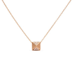14K Yellow Gold 1/4 Cttw Diamond Matte Finished Pyramid Pendant Necklace (G-H Color, SI1-SI2 Clarity) - 18 Inches
