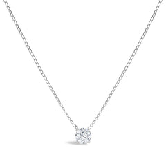 14K White Gold Floating 1/2 Cttw Lab Grown Diamond Solitaire Pendant Necklace - 18" Inches