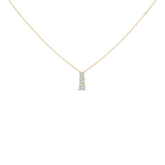 14K White Gold 1/2 Cttw Lab Grown Diamond Three Stone Pendant Necklace