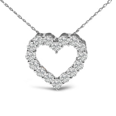 14K White Gold 1/2 Carat Lab Grown Diamond Heart Shape Pendant Necklace