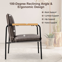 PU Leather Accent Chair with Rubber Wood Armrests