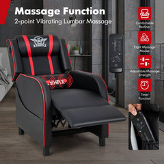 PU Leather Massage Gaming Recliner Chair with Side Pockets