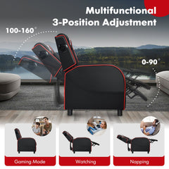 PU Leather Massage Gaming Recliner Chair with Side Pockets
