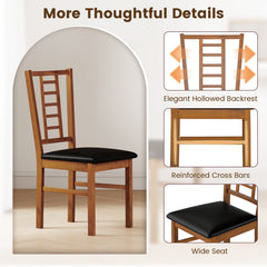 PU Leather Upholstered Wood Dining Chairs Set of 4