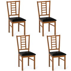 PU Leather Upholstered Wood Dining Chairs Set of 4