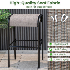 Set of 2/4 Patio Metal Bar Stools with Curved Fabric Seat-Set of 2