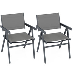 Patio Chairs Set of 2 Outdoor Dining Chair with Breathable Fabric Seat