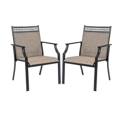 Patio Chairs Set of 2 with All Weather Breathable Fabric-Brown