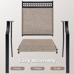 Patio Chairs Set of 2 with All Weather Breathable Fabric-Brown