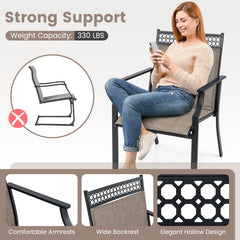 Patio Chairs Set of 2 with All Weather Breathable Fabric-Brown