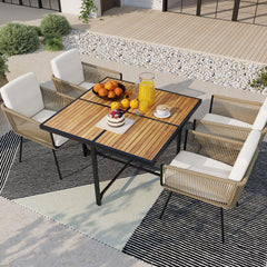 Patio Dining Chairs Set of 4 Bistro Well-Woven Rattan Chairs-White