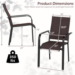 Patio Dining Chairs Set of 2/4/6 Stackable Outdoor Armchairs
