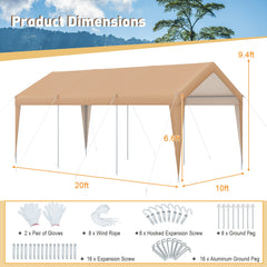 10 x 20 Feet Patio Heavy Duty All-Weather Carport-without Sidewall